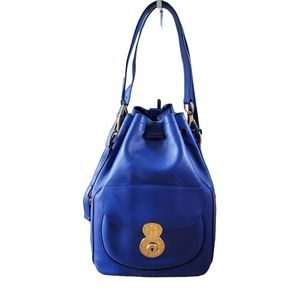 Ralph Lauren Ricky Cobalt Blue Leather Bucket Handbag